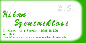 milan szentmiklosi business card