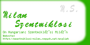 milan szentmiklosi business card